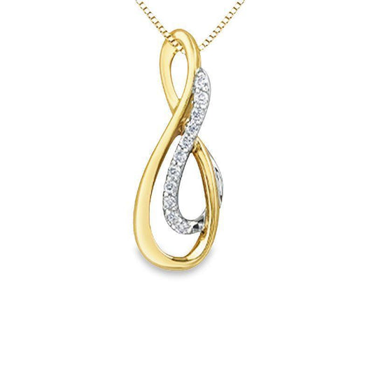 0.07TDW Sparkling Diamond Drop Infinity Pendant in 10K Yellow Gold