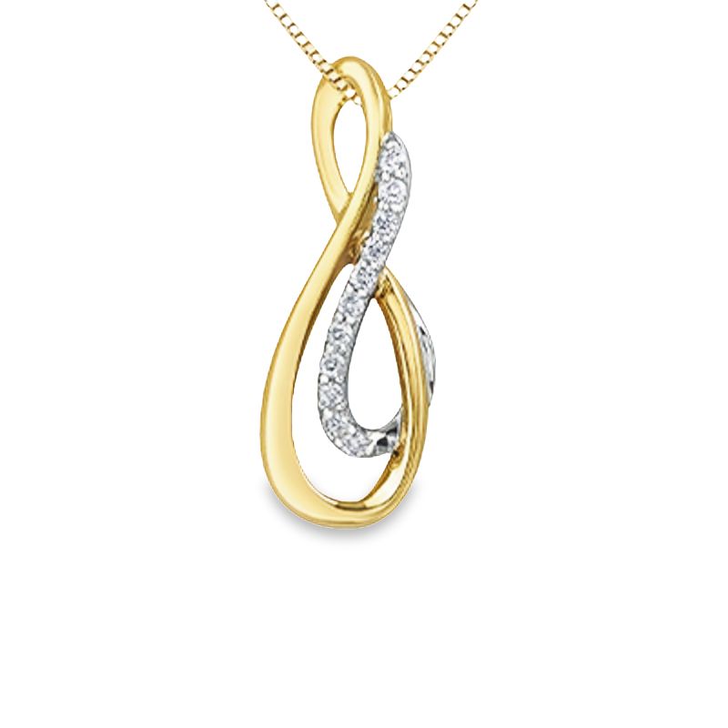 0.07TDW Sparkling Diamond Drop Infinity Pendant in 10K Yellow Gold
