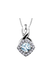 10K White Gold Aquamarine and Diamond Halo Pendant with Chain