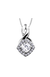 10K White Gold White Zircon and Diamond Halo Pendant with Chain