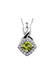 10K White Gold Peridot and Diamond Halo Pendant with Chain