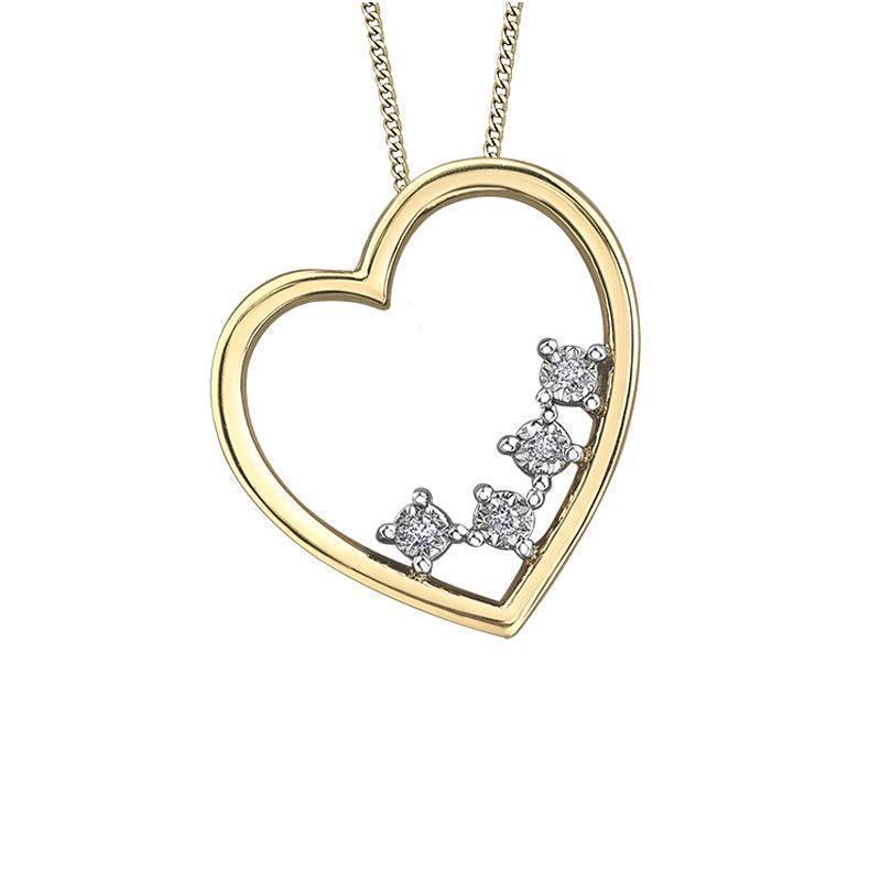 0.02TDW Diamond Heart Pendant in 10K Yellow Gold