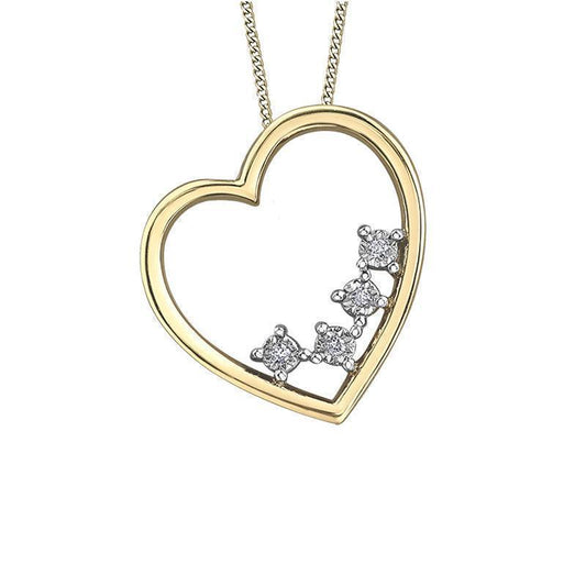 0.02TDW Diamond Heart Pendant in 10K Yellow Gold
