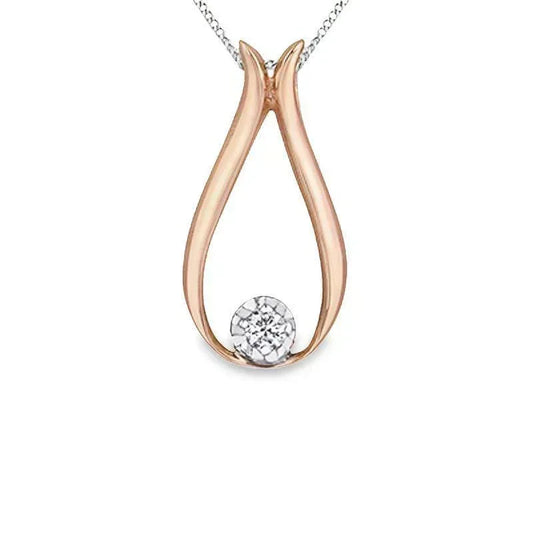Dazzling 0.034TDW Canadian Diamond Teardrop Pendant in 10K Rose Gold