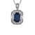 0.08TDW Diamond and 10K White Gold 6X4MM Blue Sapphire Gemstone Pendant