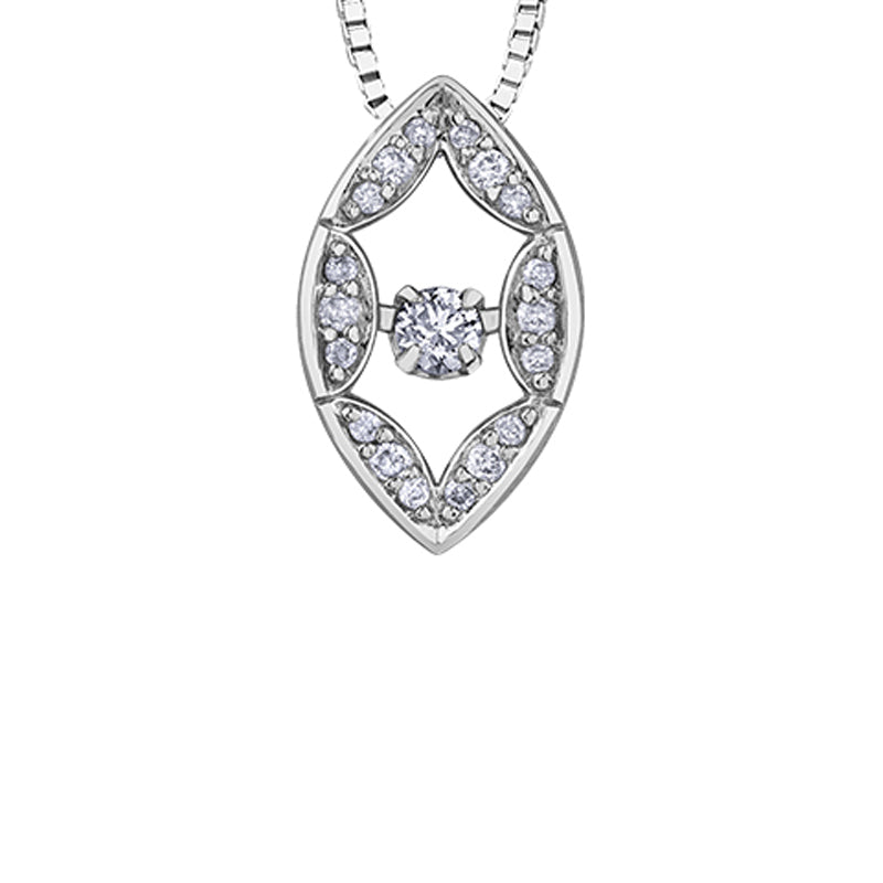 0.10TDW Diamond Marquise Pulse Pendant in 10K White Gold