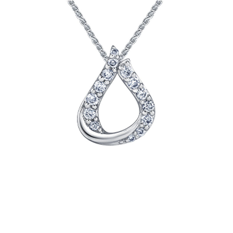 Delicate 10K White Gold Pear Shaped Diamond Pendant with 0.20TDW
