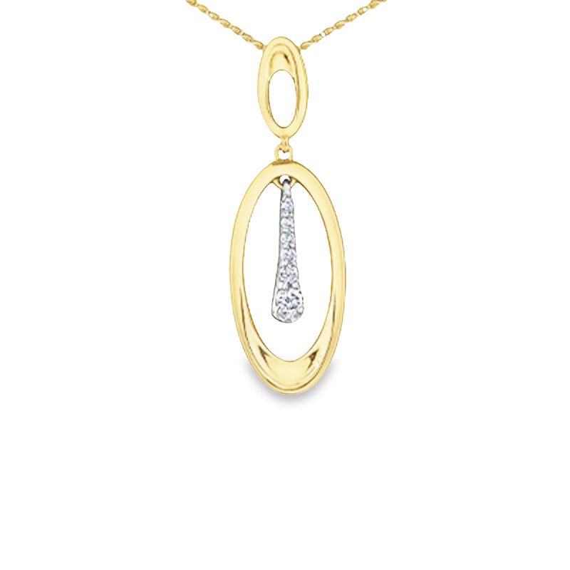 10K Yellow and White Gold and 0.28TDW Diamond Drop Pendant