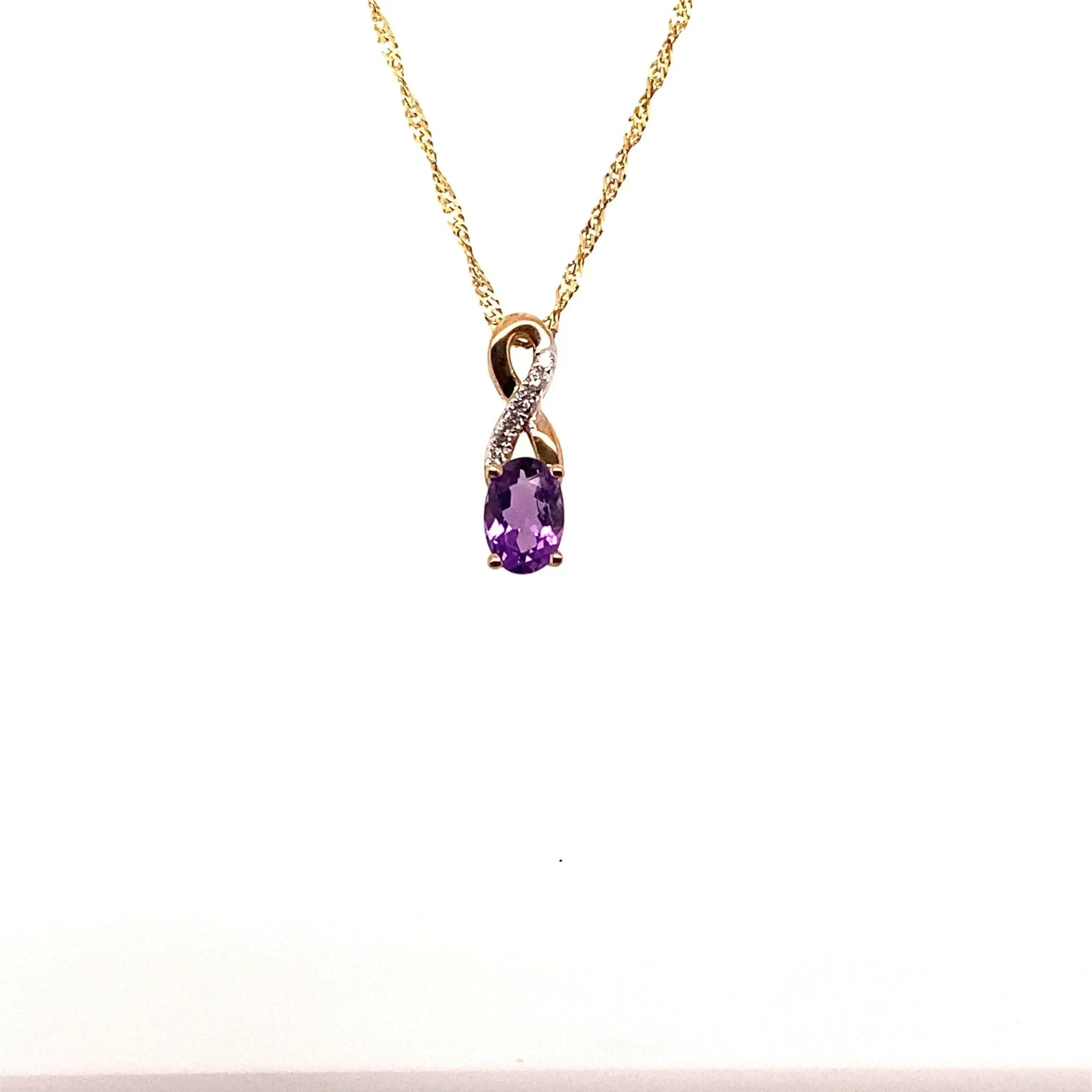 10K Yellow Gold 0.03TDW Diamond & Amethyst February Birthstone Pendant