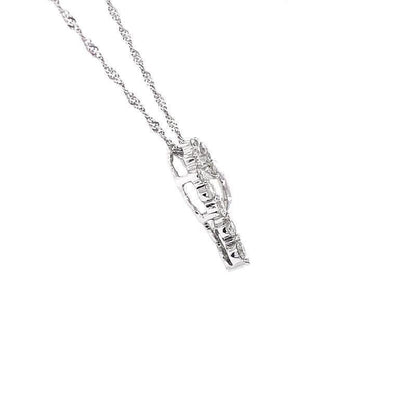 14K White Gold 0.45TDW Diamond Journey Heart Pendant