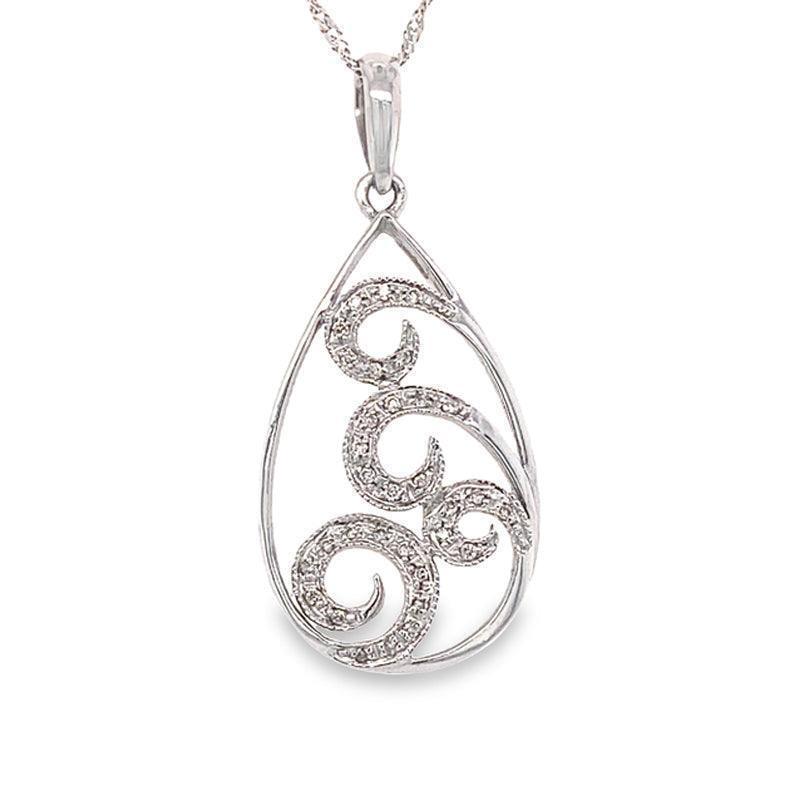 10K White Gold 0.12TDW Diamond Fancy Pendant