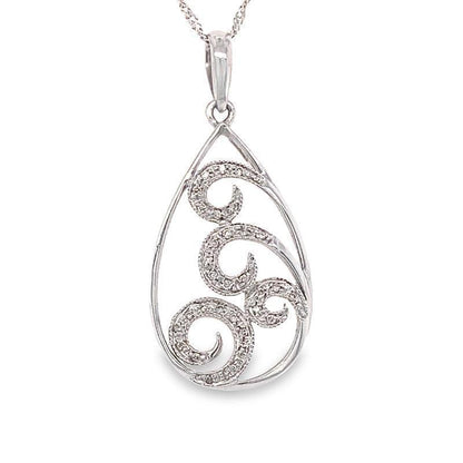 10K White Gold 0.12TDW Diamond Fancy Pendant
