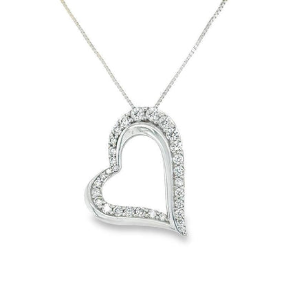 10K White Gold Diamond Heart Pendant with 0.40 Total Diamond Weight