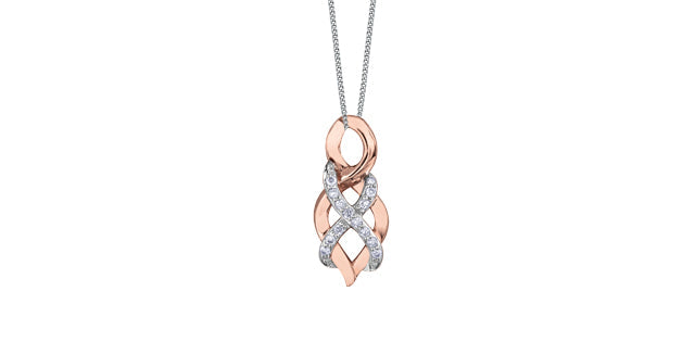 10K Rose and White Gold 0.08TDW Diamond Fancy Infinity Style Pendant