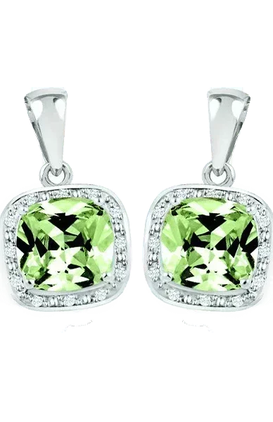 August Birthstone Earring with Diamond Accent set in Sterling Silver