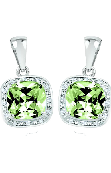 August Birthstone Earring with Diamond Accent set in Sterling Silver 8465089