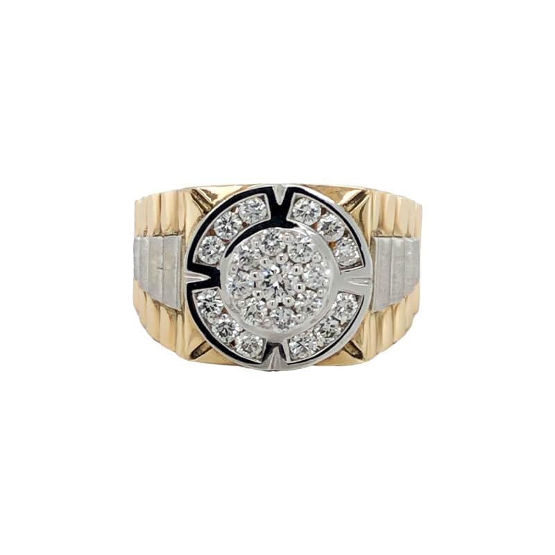 14K Yellow & White Gold 1.00TDW Watch Band Style Mens Ring