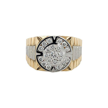 14K Yellow & White Gold 1.00TDW Watch Band Style Mens Ring