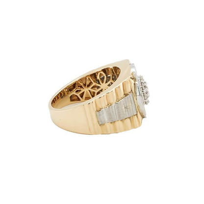14K Yellow & White Gold 1.00TDW Watch Band Style Mens Ring