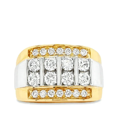 14K Yellow and White Gold 1.50TDW Diamond Men's Ring