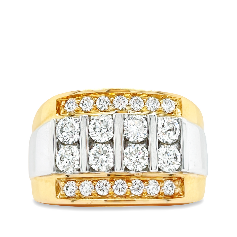 14K Yellow and White Gold 1.50TDW Diamond Men's Ring