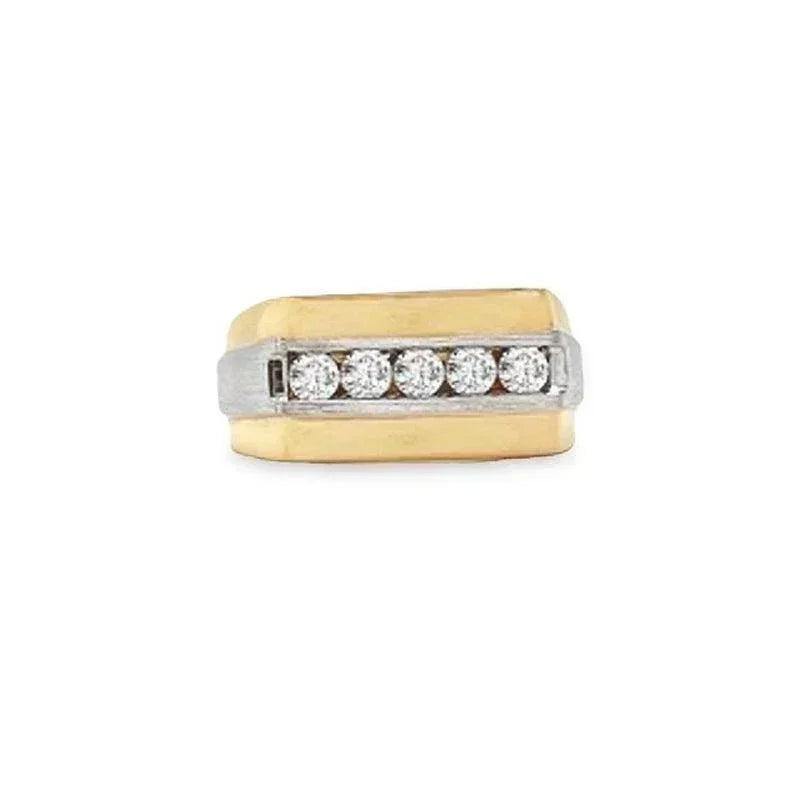 0.50TDW 14K Yellow and White Gold Diamond Men's Band