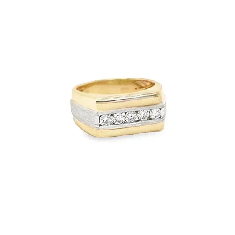 0.50TDW 14K Yellow and White Gold Diamond Men's Band
