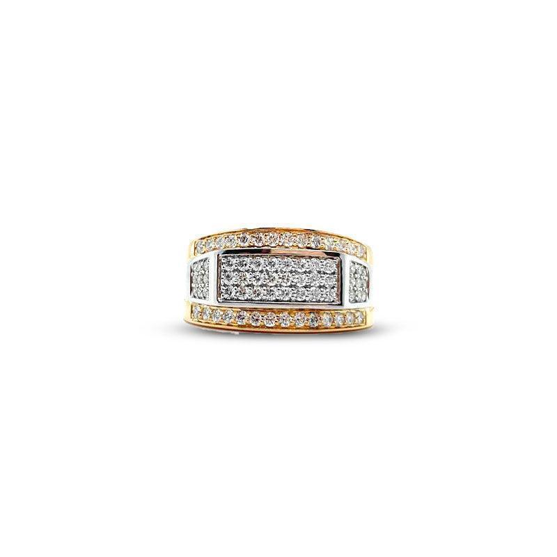 14K Yellow and White Gold 1.00TDW Diamond Men's Ring