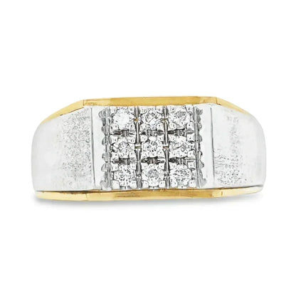 14K Yellow and White Nine Diamond Men's Ring with 0.33TDW