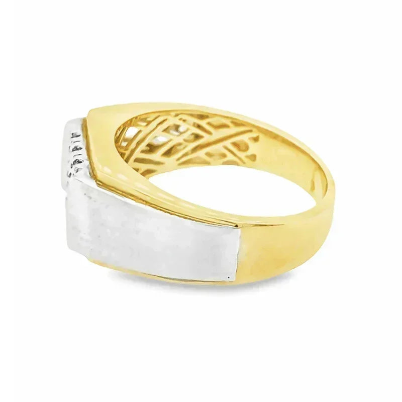 14K Yellow and White Nine Diamond Men's Ring with 0.33TDW