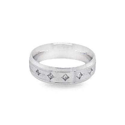 10k White Gold Ladies Princess Cut Diamond Band With 0.12TDW