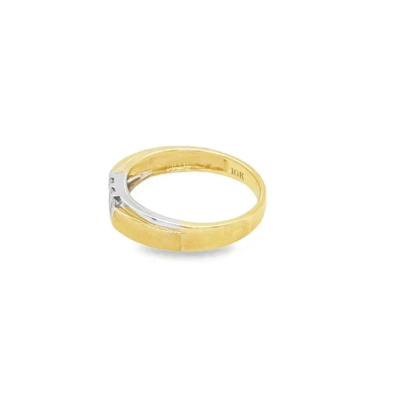 10K Yellow Gold 0.10TDW Women's Diamond Wedding Band With Sand Blast Finish