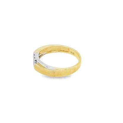 10K Yellow Gold 0.10TDW Women's Diamond Wedding Band With Sand Blast Finish