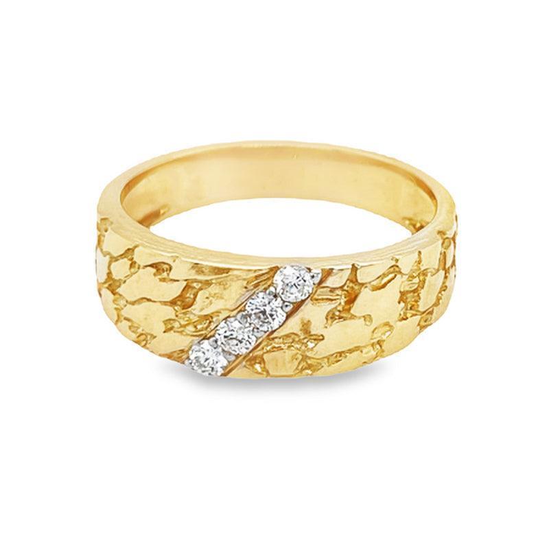 10K Yellow Gold 0.20TDW Nugget Style Men's Diamond Band