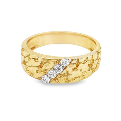 10K Yellow Gold 0.20TDW Nugget Style Men's Diamond Band