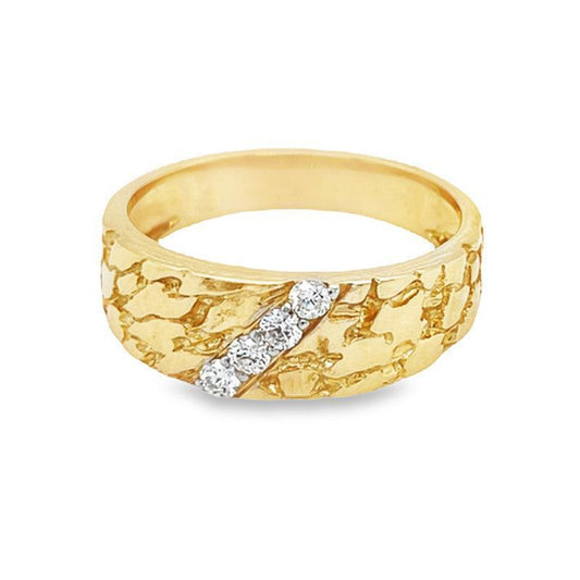 10K Yellow Gold 0.20TDW Nugget Style Men's Diamond Band