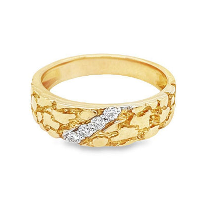 10K Yellow Gold 0.11TDW Nugget Style Women's Diamond Band
