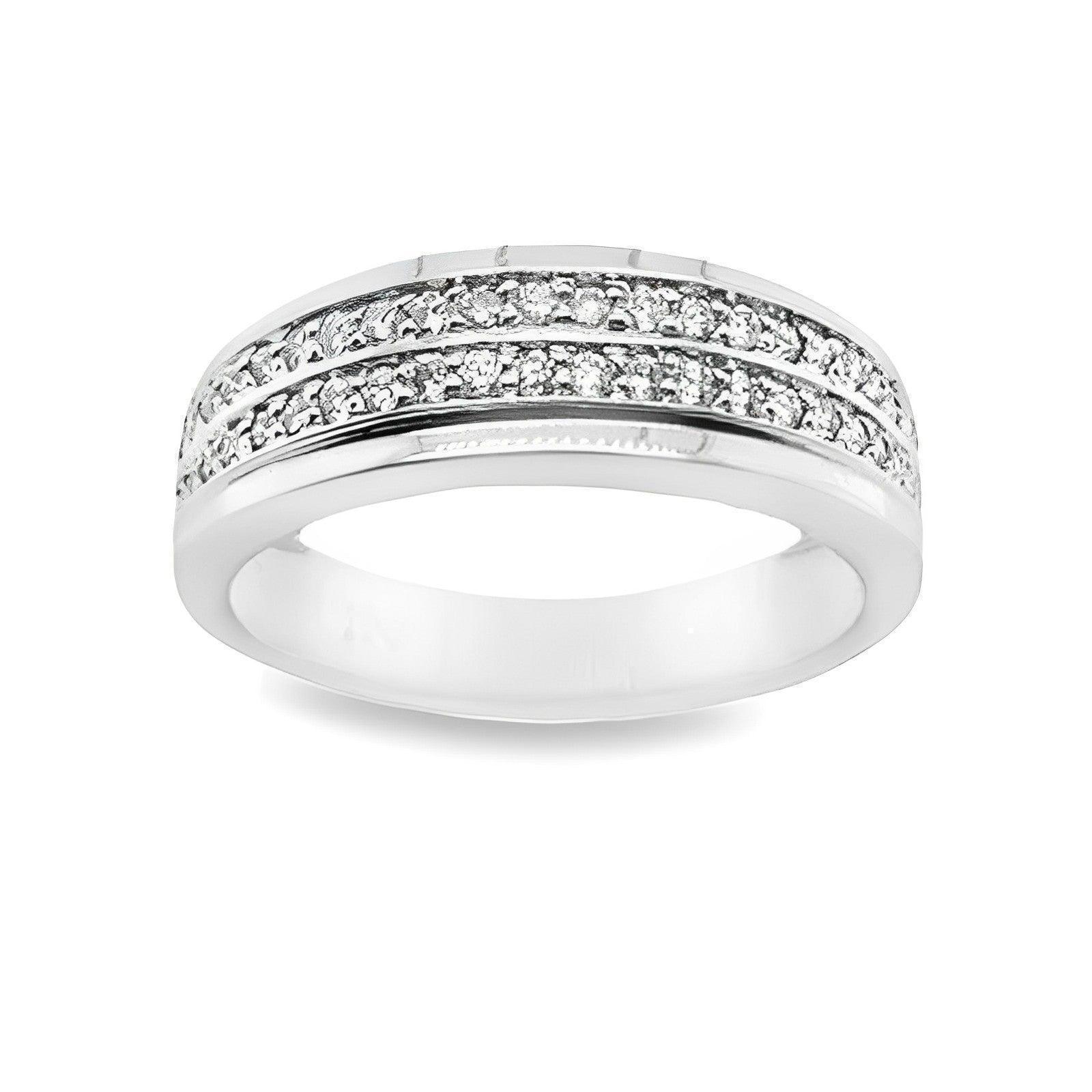 0.50TDW Diamond Men's Wedding Band in 10K White Gold