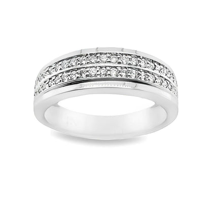 0.50TDW Diamond Men's Wedding Band in 10K White Gold