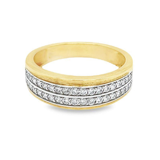 10K Yellow Gold 0.38TDW Diamond Ladies Wedding Band With Satin Finish