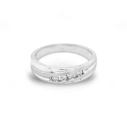 10k White Gold Ladies Round Diamond Wedding Band With 0.15TDW
