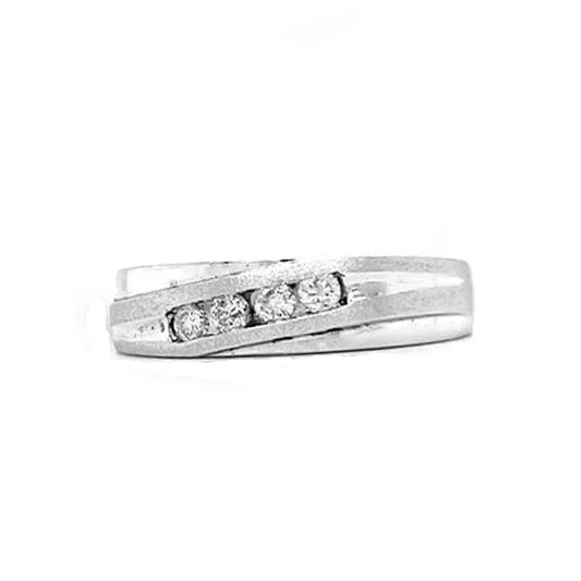 10k White Gold Ladies Round Diamond Wedding Band With 0.15TDW
