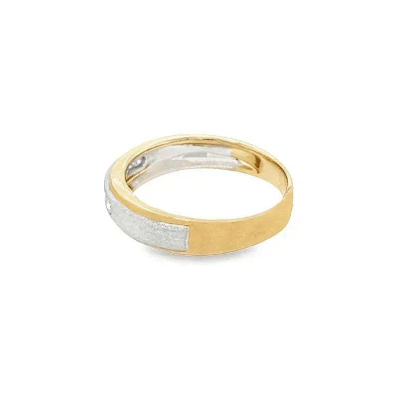 Solid 10k Two Tone Gold Men's Round Diamond Wedding Anniversary Band With 0.25TDW