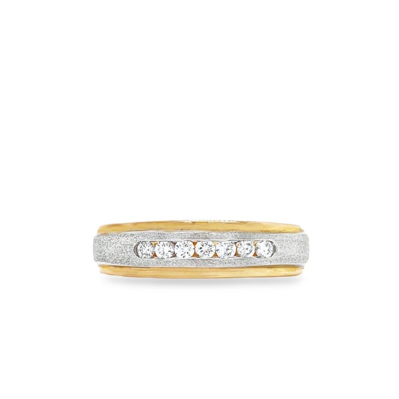 Solid 10k Two Tone Gold Women&#39;s Round Diamond Wedding Anniversary Band With 0.15TDW