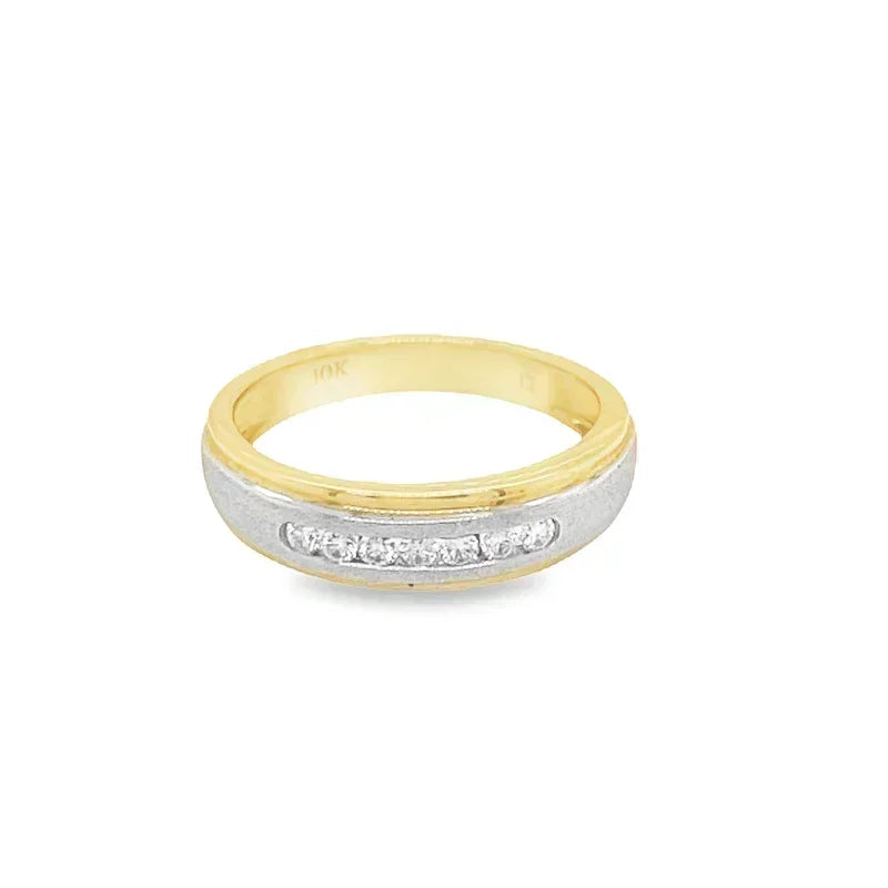 Solid 10k Two Tone Gold Women's Round Diamond Wedding Anniversary Band With 0.15TDW