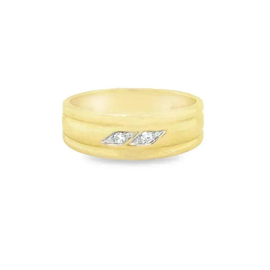 10K Yellow gold and 0.05TDW Diamond Men's Band