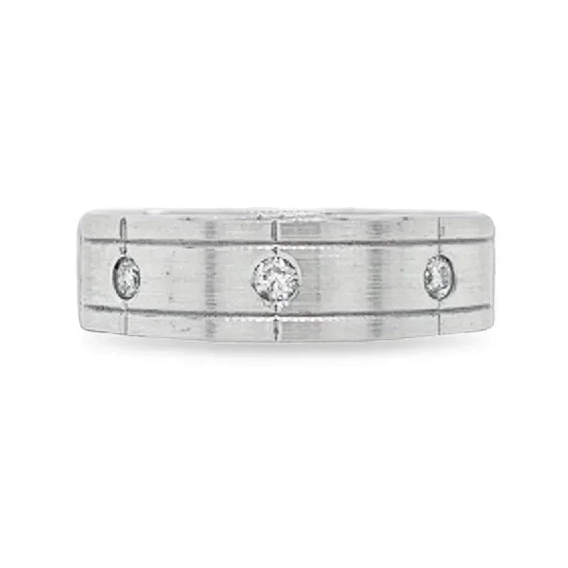 10K White Gold 0.12CT Three Diamond Ladies Band