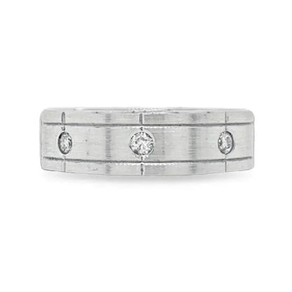 10K White Gold 0.12CT Three Diamond Ladies Band