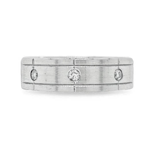 10K White Gold 0.12CT Three Diamond Ladies Band