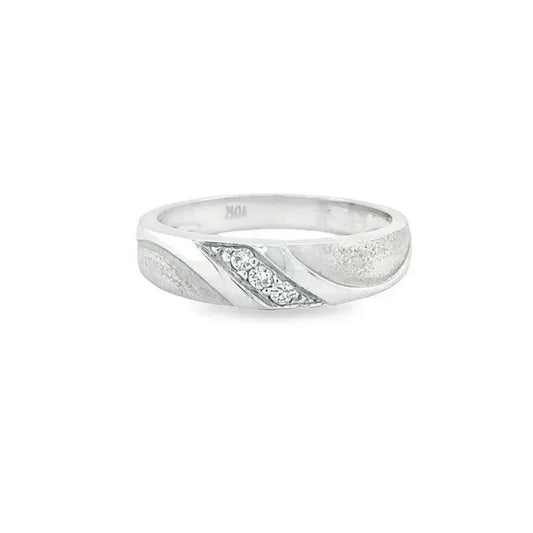 0.10TDW Diamond Band in 10K White Gold with Sand Blast Finish